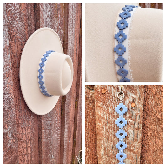 Blue Poly Clay Hat Band